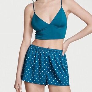 Victoria’s Secret Teal Polka Dot Pajama Set Size Large